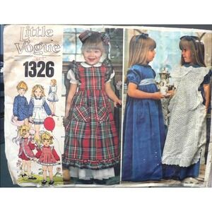 Vintage Little Vogue Sewing Pattern 1326 Children's Dress & Pinafores Size 6 Cut